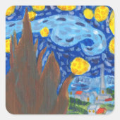 Van Gogh, The Starry Night Stickers スクエアシール (正面)