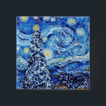Van Gogh - The Starry Night - White Christmas Butt 缶バッジ<br><div class="desc">This design features a christmas themed adoption of the classic oil painting "The Starry Nigh" by Vincent Van Gogh - the dutch painter widely considered as one of the greatest painters of all time.</div>