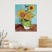 Van Gogh Three Sunflowers Original Art Masterpiec  ポスター (キッチン)