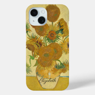 Van Gogh Twelve Sunflowers Original Art Masterpiec iPhone 15ケース