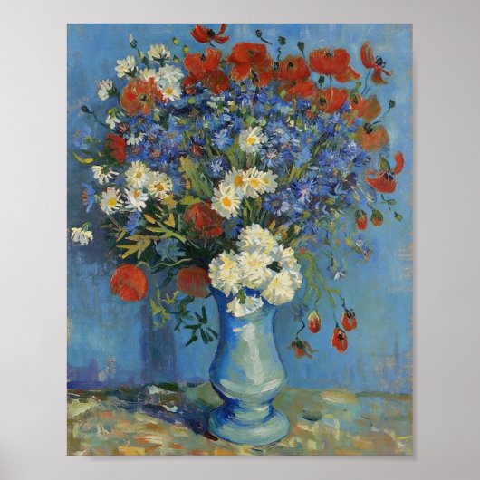 Van Gogh Vase with Cornflowers and Poppies ポスター (正面)