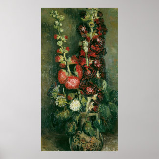 Van Gogh Vase with Hollyhocks ポスター