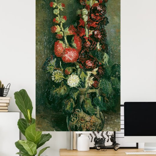 Van Gogh Vase with Hollyhocks ポスター (ホームオフィス)