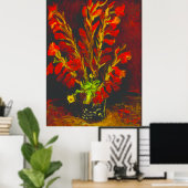 Van Gogh Vase with Red Gladioli ポスター (ホームオフィス)