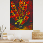 Van Gogh Vase with Red Gladioli ポスター (キッチン)