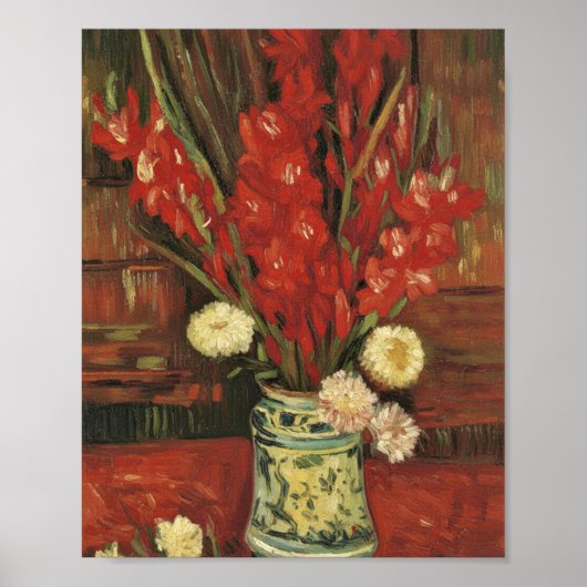 Van Gogh Vase with Red Gladioli ポスター (正面)