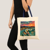 Van Gogh Venice Beach Surfing California Retro トートバッグ (正面(商品))