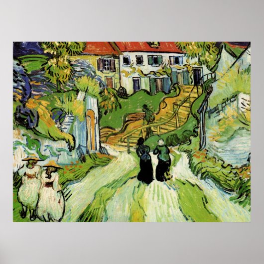 Van Gogh - Village Street and Steps in Auvers ポスター (正面)