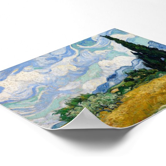 Van Gogh Wheat Field with Cypresses ポスター (角)