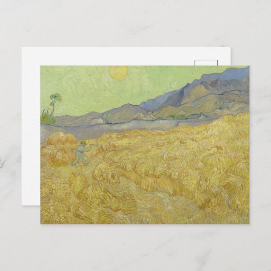 van Gogh Wheat Stacks with Reaper Yellow & Green ポストカード (正面/裏面)