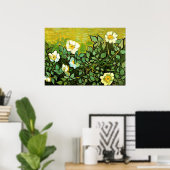 Van Gogh - Wild Roses, Van Gogh floral painting ポスター (ホームオフィス)