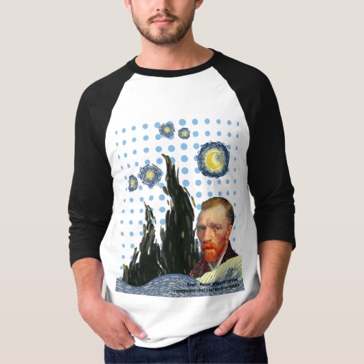  Van Gogh with every star I see, stars face art  Tシャツ (正面)