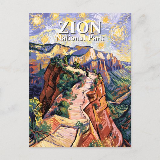 Van Gogh Zion Angels Landing Hiking Trail Custom ポストカード (正面)