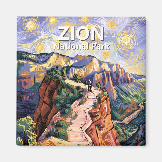 Van Gogh Zion Angels Landing Hiking Trail Custom マグネット (正面)