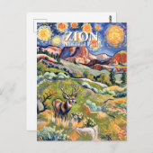Van Gogh Zion Animal Deer Colorful Canyon Custom ポストカード (正面/裏面)