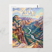 Van Gogh Zion National Park Canyon River Hiking ポストカード (正面/裏面)
