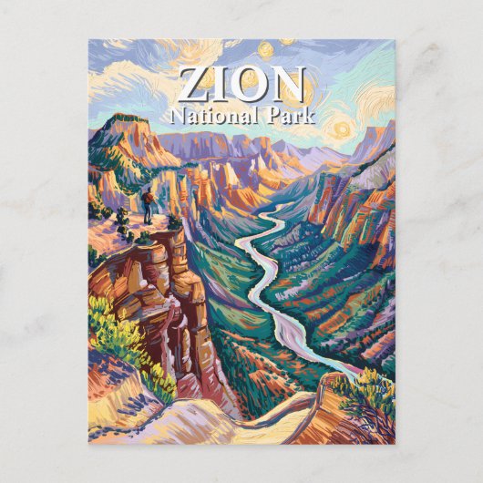 Van Gogh Zion National Park Canyon River Hiking ポストカード (正面)