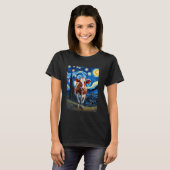 Van Gogh's Starry Night Cow Bovine Animal Lovers Tシャツ (正面フル)