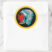 Van Heutsz Indian Head sticker, klassiek model ラウンドシール (バッグ)