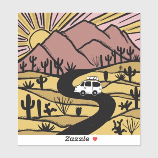 VAN LIFE砂漠の山サンライズを探索 シール (シート)