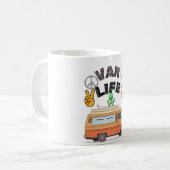 Van life alien peace sign funny camper coffee mug コーヒーマグカップ (正面左)