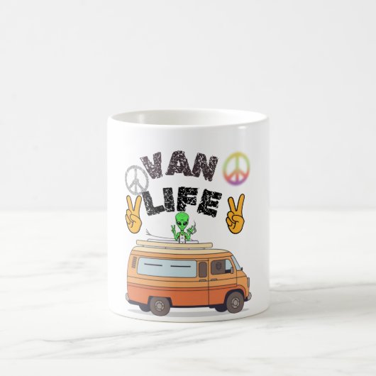 Van life alien peace sign funny camper coffee mug コーヒーマグカップ (中央)