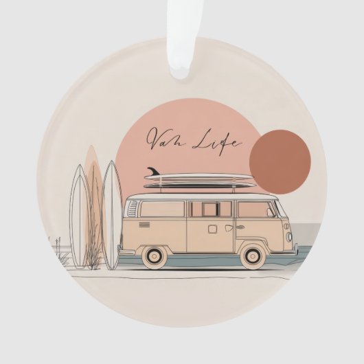 Van Life Surf Van – Retro Beach Camper Aesthetic  オーナメント (正面)