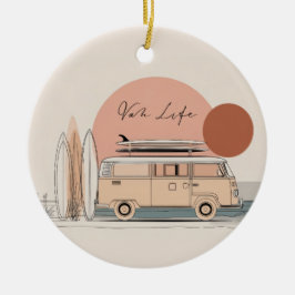 Van Life Surf Van – Retro Beach Camper Aesthetic セラミックオーナメント