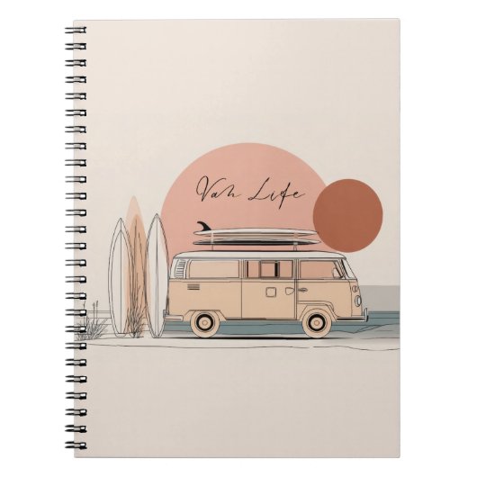 Van Life Surf Van – Retro Beach Camper Aesthetic ノートブック (正面)