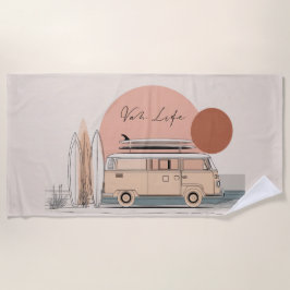 Van Life Surf Van – Retro Beach Camper Aesthetic ビーチタオル