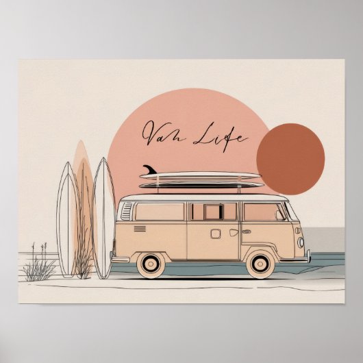 Van Life Surf Van – Retro Beach Camper Aesthetic ポスター (正面)
