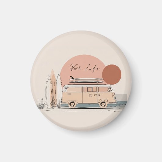 Van Life Surf Van – Retro Beach Camper Aesthetic マグネット (正面)