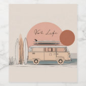 Van Life Surf Van – Retro Beach Camper Aesthetic  ワインラベル (シングルラベル)