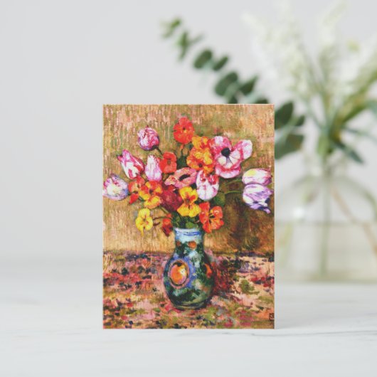 Van Rysselberghe - Tulips and Nasturtiums ポストカード (スタンド正面)