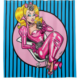 Vana DeVinyl™/かわいらしピンクゴム シャワーカーテン