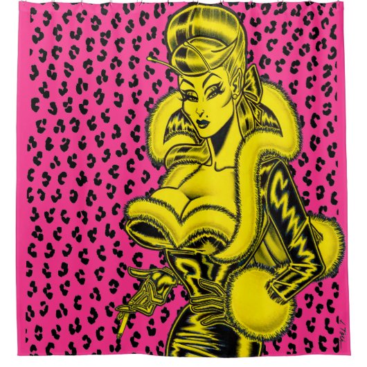 Vana DeVinyl™/Leopardプリントシャワーカーテン シャワーカーテン (正面)