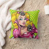 Vana DeVinyl™/Pretty in Pink Rubber Throw Pillow クッション (ブランケット)