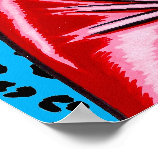 Vana DeVinyl™/Red Vinyl Dress/Blue Leopard ポスター (角)