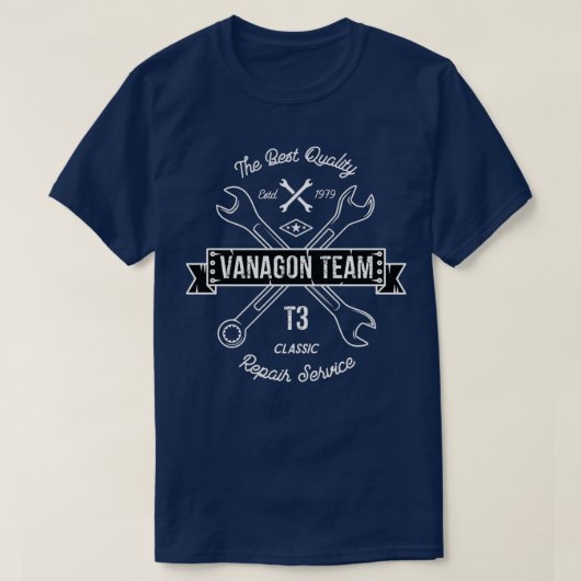 VanagonチームT3修復サービスのおもしろいことわざ引用文 Tシャツ (デザイン正面)