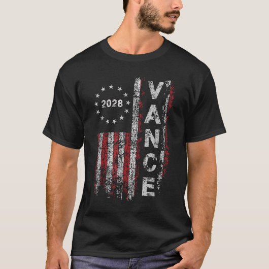 Vance 2028 大統領選挙キャンペーン米国旗  tシャツ (正面)