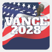 Vance 2028 Text With Flag and Bald Eagle スクエアシール (正面)