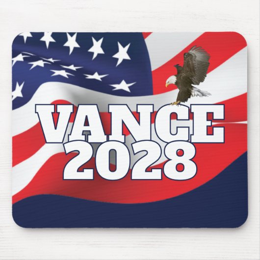Vance 2028 Text With Flag and Bald Eagle マウスパッド (正面)