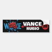 VANCE RUBIO 2028 | RED MAGA FIST PUNCHES WOKE バンパーステッカー (正面)