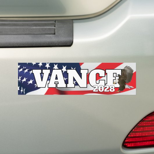 Vance Text With Flag and Bald Eagle バンパーステッカー (車上)