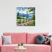 Vancouver Bridge and Seawall Scene Canvas キャンバスプリント (インサイチュ (リビング))