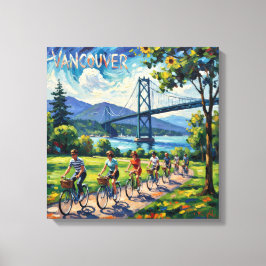 Vancouver Bridge and Seawall Scene Canvas キャンバスプリント