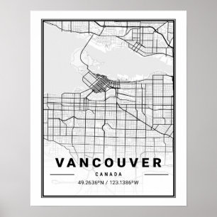 Vancouver British Columbia Canada Travel City Map ポスター