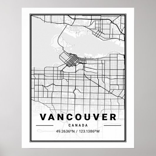Vancouver British Columbia Canada Travel City Map ポスター (正面)