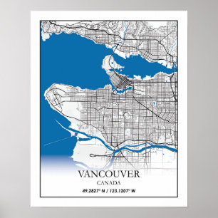 Vancouver British Columbia Canada Travel City Map ポスター