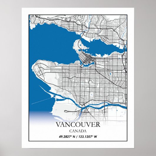 Vancouver British Columbia Canada Travel City Map ポスター (正面)